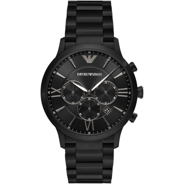 EMPORIO ARMANI Renato Black Stainless Steel Black Dial Chronograph Quartz Watch for Gents - EMPORIO ARMANI AR 11349