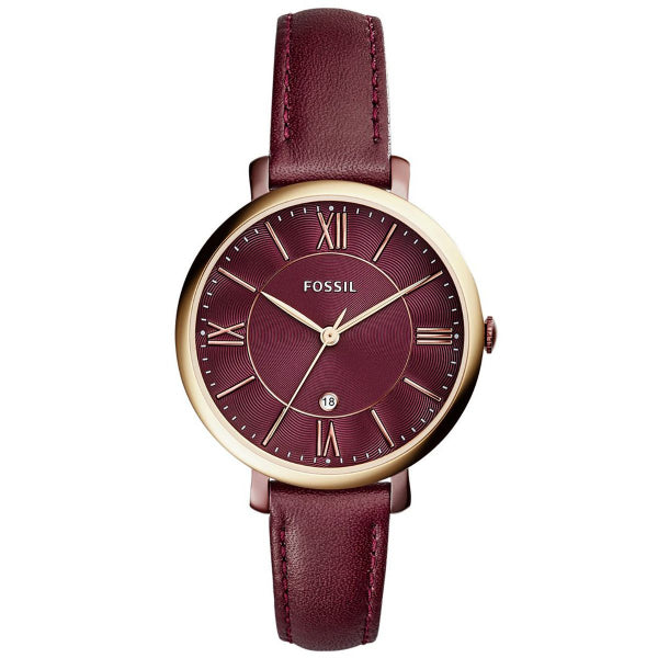 Fossil Jacqueline Burgundy Leather Strap Burgundy Dial Quartz Watch for Ladies - ES4099