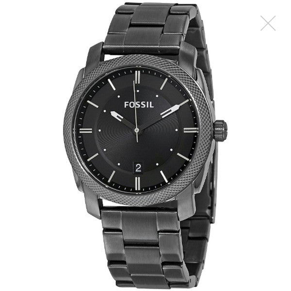 Fossil Machine Black Stainless Steel Black Dial Quartz Watch for Gents - FS4774