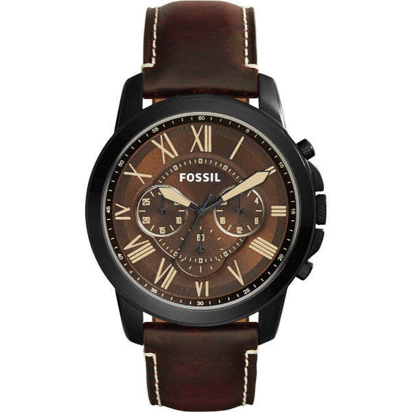 Fossil Grant Brown Leather Strap Brown Dial Chronograph Quartz Watch for Gents - FS5088