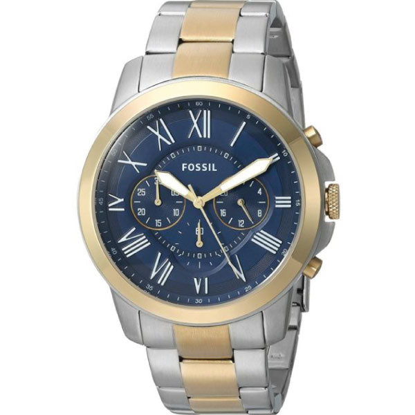 Fossil Grant Two-tone Stainless Steel Blue Dial Chronograph Quartz Watch for Gents - FS5273