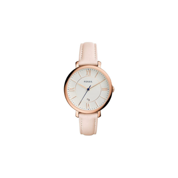 Fossil Jacqueline Blush Leather Strap White Dial Quartz Watch for Ladies - ES3988