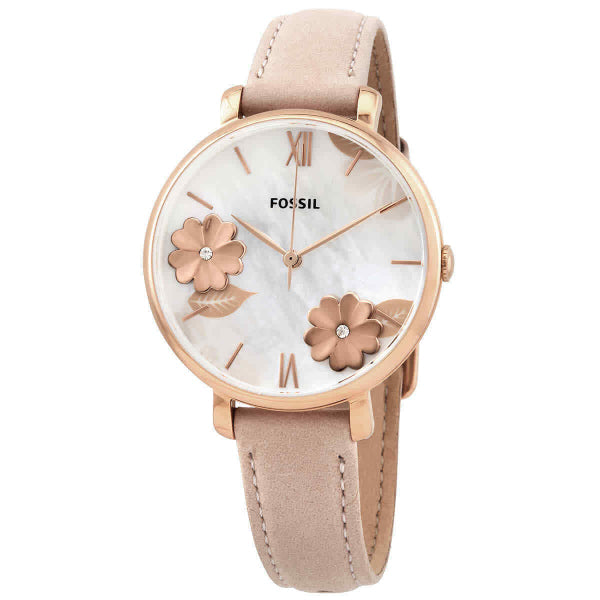 Fossil Jacqueline Blush Leather Strap White Dial Quartz Watch for Ladies - ES4671