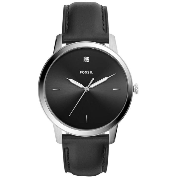 Fossil Minimalist 3H Black Leather Strap Black Dial Quartz Watch for Gents - FS5497