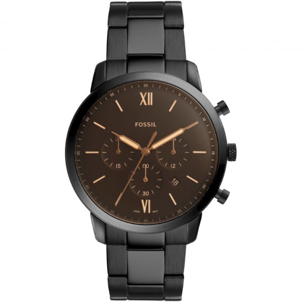 Fossil Neutra Black Stainless Steel Black Dial Chronograph Quartz Watch for Gents - FS5525