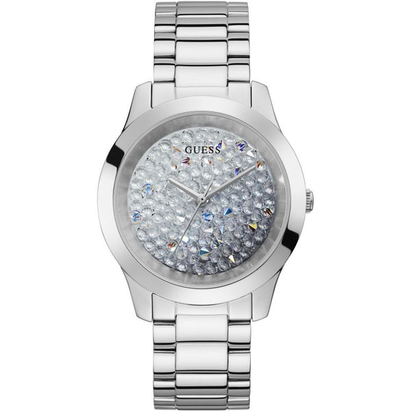 Guess Crush Silver Leather Strap Silver Dial Quartz Watch for Ladies - GW0020L1