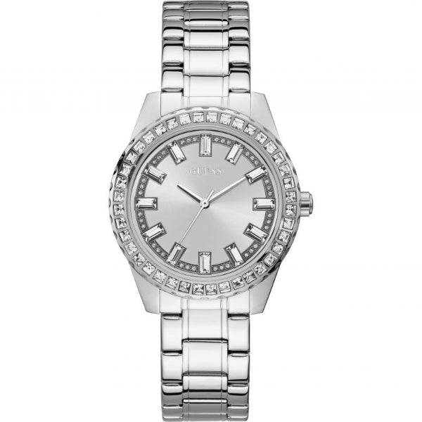 Guess Sparkler Silver Stainless Steel Silver Dial Quartz Watch for Ladies - GW0111L1