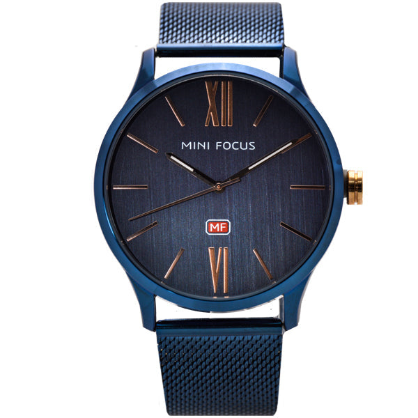 Mini Focus Blue Mesh Bracelet Blue Dial Quartz Watch for Gents - MF0018G-04