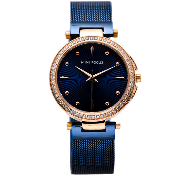 Mini Focus Blue Mesh Bracelet Blue Dial Quartz Watch for Ladies - MF0194L-01