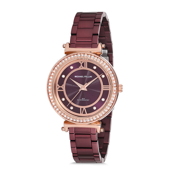 Michael Fellini Purple Stainless Steel Purple Dial Quartz Watch for Ladies - MF2204-5