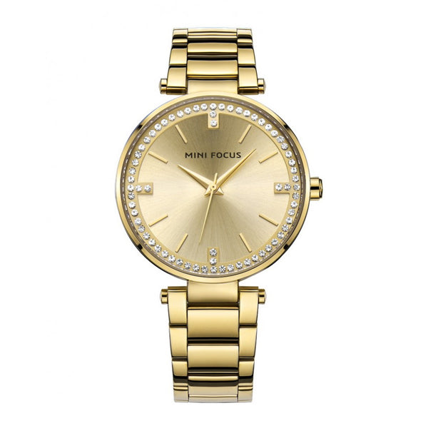 Mini Focus Gold Stainless Steel Gold Dial Quartz Watch for Ladies - MF0031L-01