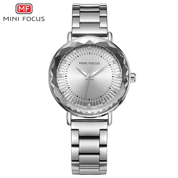 Mini Focus Silver Stainless Steel Silver Dial Quartz Watch for Ladies - MF0040L-02