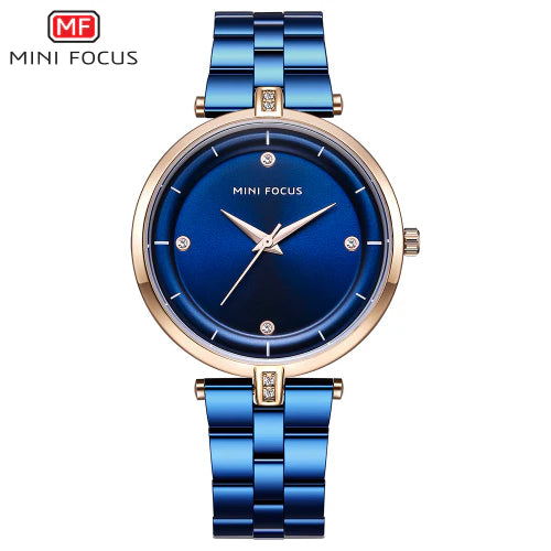 Mini Focus Blue Stainless Steel Blue Dial Quartz Watch for Ladies - MF0120L-03