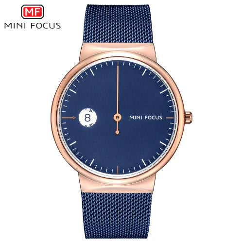 Mini Focus Blue Mesh Bracelet Blue Dial Quartz Watch for Gents - MF0182G-03