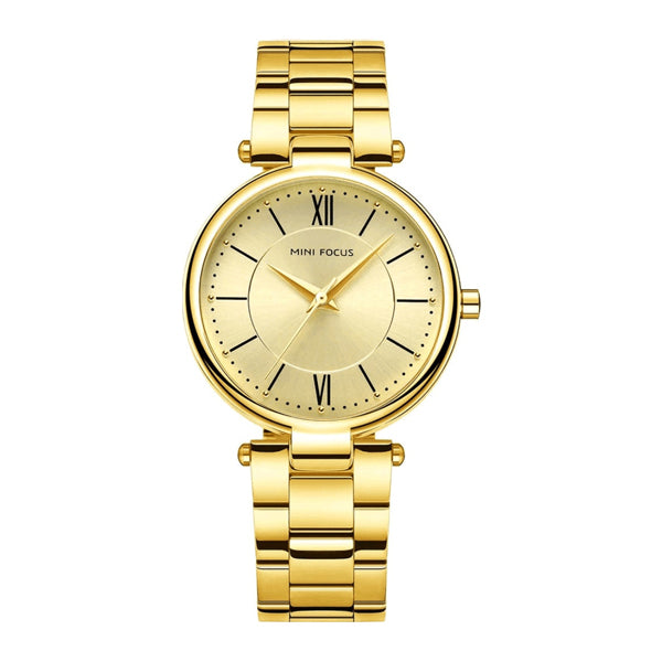 Mini Focus Gold Stainless Steel Gold Dial Quartz Watch for Ladies - MF0189L-05