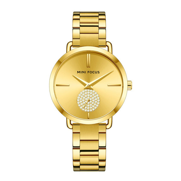 Mini Focus Gold Stainless Steel Gold Dial Quartz Watch for Ladies - MF0222L-02