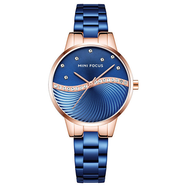 Mini Focus Blue Stainless Steel Blue Dial Quartz Watch for Ladies - MF0263L-04