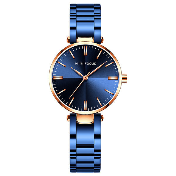 Mini Focus Blue Stainless Steel Silver Dial Quartz Watch for Ladies - MF0265L-04