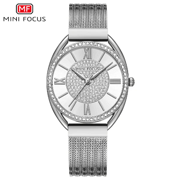 Mini Focus Silver Mesh Bracelet Silver Dial Quartz Watch for Ladies - MF0425L-01