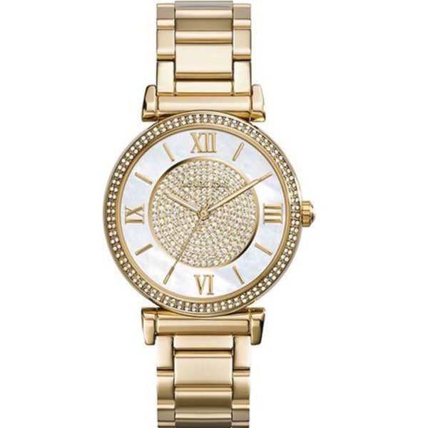 Michael Kors Catlin Gold Stainless Steel Mother of pearl Dial Quartz Watch for Ladies - MK-3332