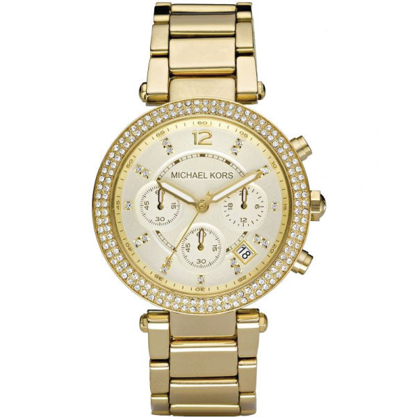 Michael Kors Parker Gold Stainless Steel Dial Chronograph Quartz Watch for Ladies - MK5354