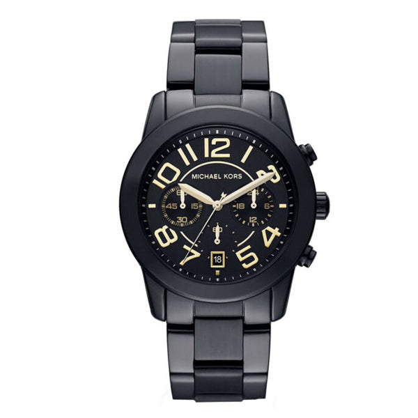 Michael Kors Mercer Black Stainless Steel Black Dial Chronograph Quartz Watch for Ladies - MK-5858