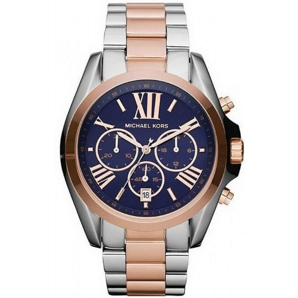 Michael Kors Bradshaw Two-tone Stainless Steel Navy Blue Dial Chronograph Quartz Watch for Ladies - MK-5606