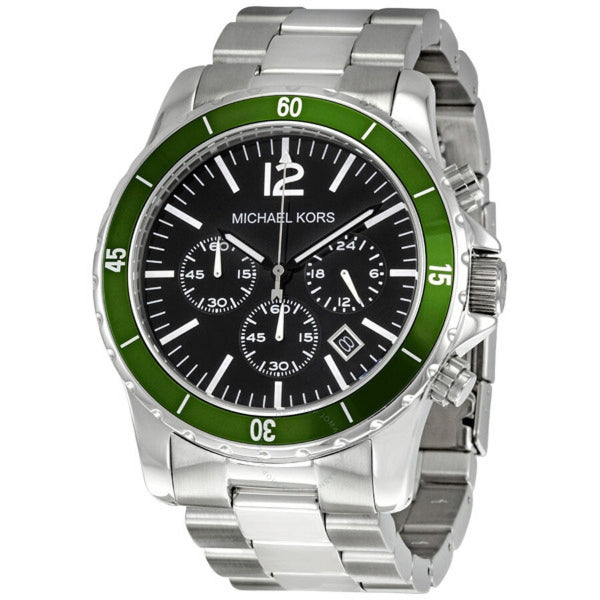 Michael Kors Designer Silver Stainless Steel Black Dial Chronograph Quartz Watch for Gents - MK-8141