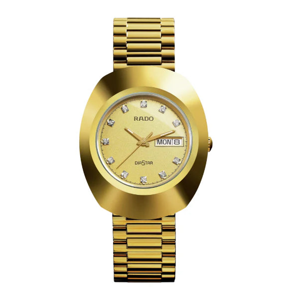 Rado Diastar Gold Stainless Steel Gold Dial Quartz Unisex Watch- R12393633