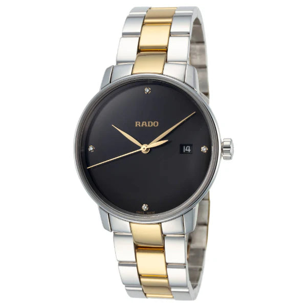 Rado Coupole Classic Two-tone Ceramic Black Dial Quartz Watch for Gents - R22864712