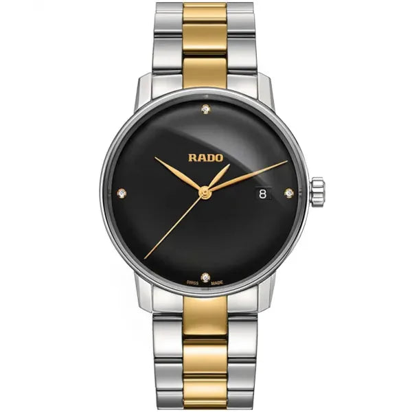 Rado Coupole Classic Two-tone Ceramic Strap Black Dial Quartz Watch for Gents - R22864712