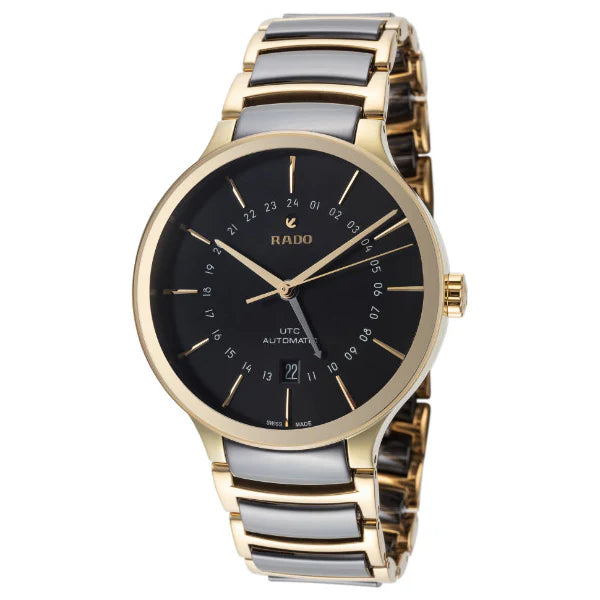 Rado Centrix Two-tone Ceramic Strap Black Dial Automatic Watch for Gents - R30163162