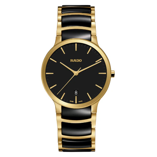 Rado Centrix Two-tone Stainless Steel Black Dial Quartz Unisex Watch- R30527172