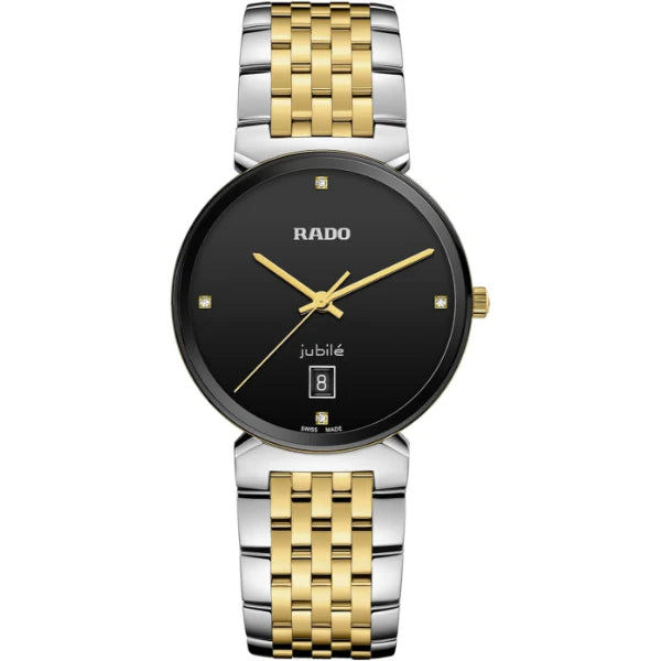 Rado Florence Diamonds Two-tone Stainless Steel Black Dial Quartz Unisex Watch- R48912703