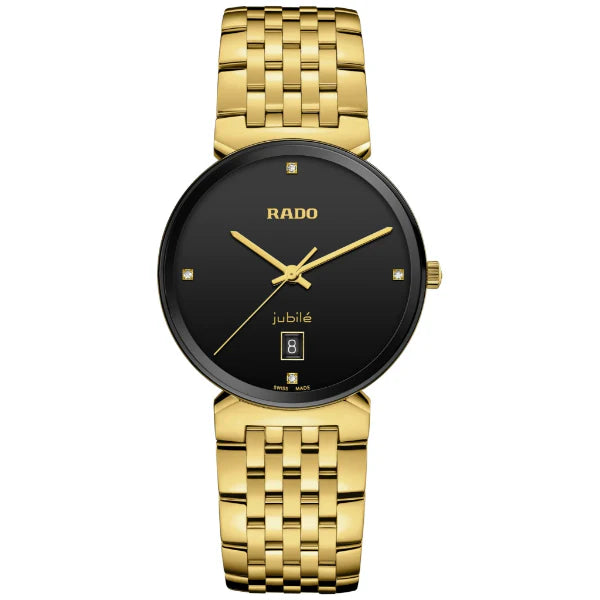 Rado Florence Diamonds Gold Stainless Steel Black Dial Quartz Unisex Watch- R48914703