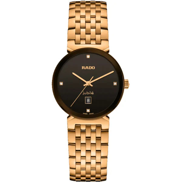 Rado Florence Gold Stainless Steel Black Dial Quartz Watch for Ladies - R48917703