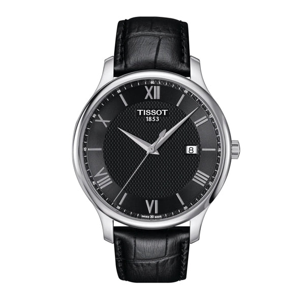 Tissot Tradition Black Leather strap Black Dial Quartz Watch for Men's - T-0636101605800