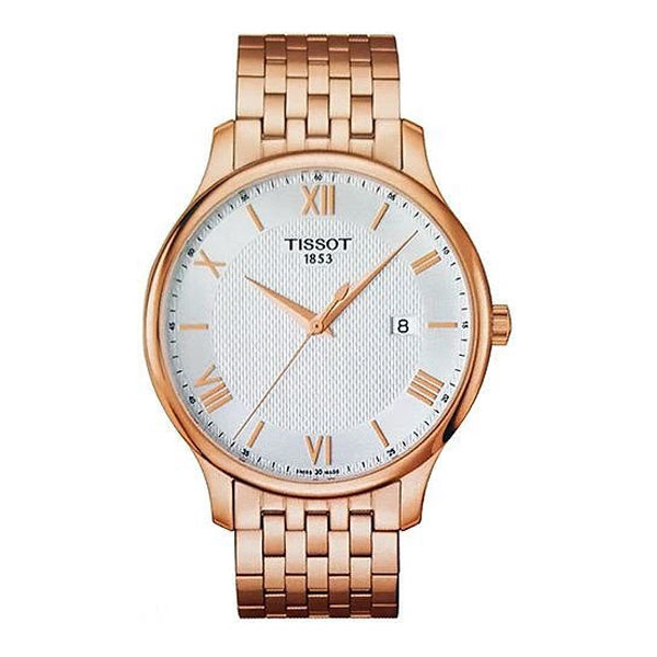 Tissot Tradition rose gold Stainless Steel White Dial Quartz Watch for Men's - T-0636103303800