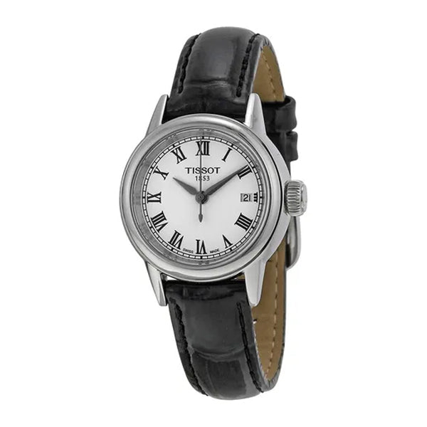 Tissot Carson Black Leather strap White Dial Quartz Watch for Ladies - T-0852101601300