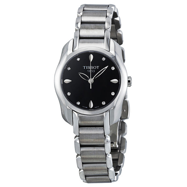 Tissot T-Wave Silver Stainless Steel Black Dial Quartz Watch for Ladies - T023.210.11.056.00