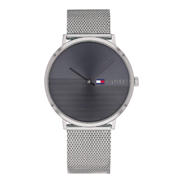 Tommy Hilfiger James Silver Mesh Bracelet Grey Dial Quartz Watch for Gents - 1791465