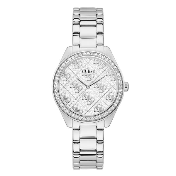 Guess Sugar Silver Stainless Steel White Dial Quartz Watch for Ladies - GW0001L1