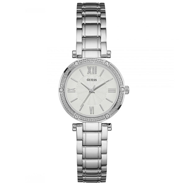 Guess Park Ave Silver Stainless Steel Silver Dial Quartz Watch for Ladies - W0767L1