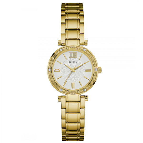 Guess Park Ave Gold Stainless Steel Silver Dial Quartz Watch for Ladies - W0767L2