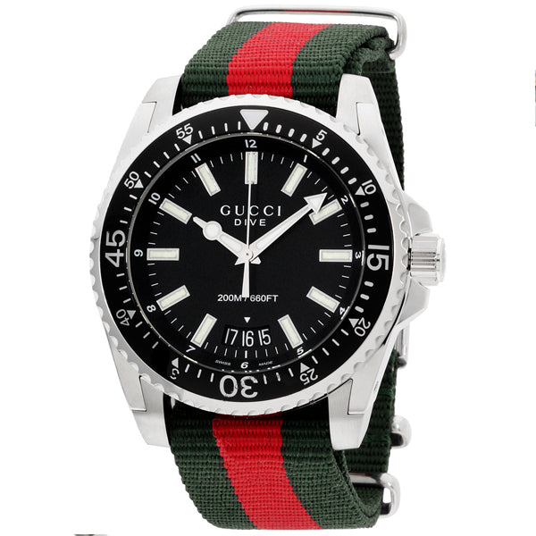 Gucci Dive Two-tone Nylon Black Dial Quartz Watch for Gents - YA136206