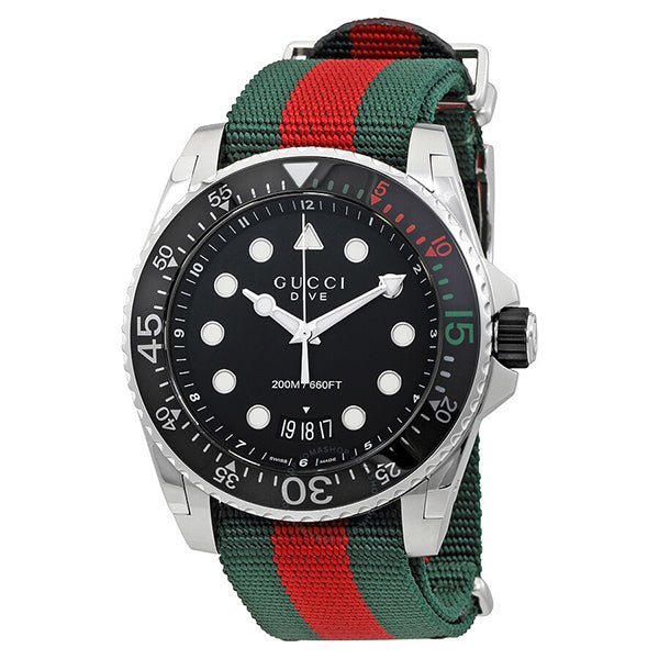 Gucci Dive Two - tone Leather Black Dial Quartz Watch for Gents - YA136209 - watchsmith - pakistan