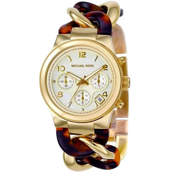 Michael Kors Runway Two-Tone Stainless Steel Dial Chronograph Quartz Watch for Ladies - MK4222