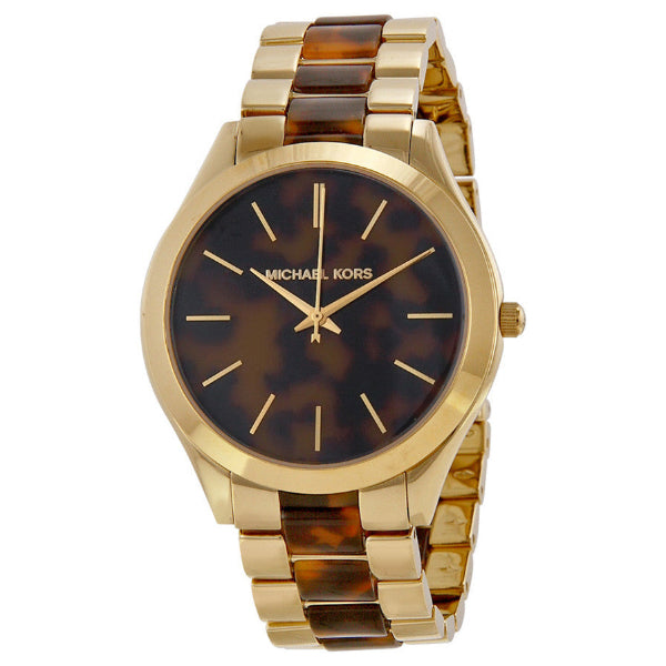 Michael Kors Runway Two-Tone Stainless Steel Tortoise-shell Dial Quartz Watch for Ladies - MK4284