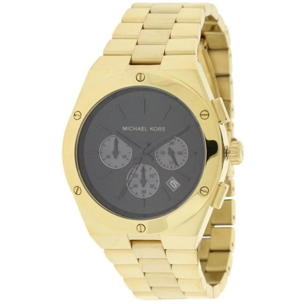 Michael Kors Reagan Gold Stainless Steel Black Dial Chronograph Quartz Watch for Ladies - MK6078