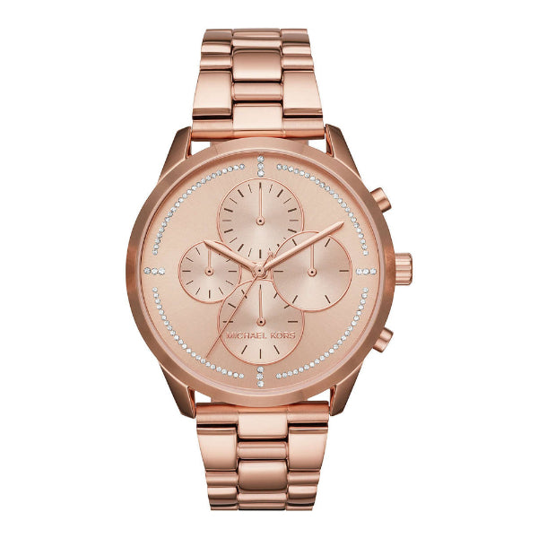 Michael Kors Slater Rose Gold Stainless Steel Rose Gold Dial Quartz Watch for Ladies - MK6521